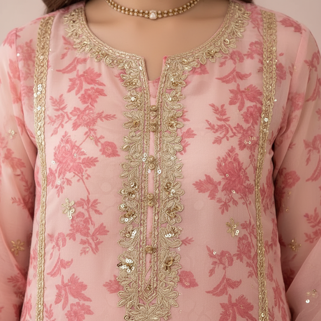 Gold Zari Embroidery Detail Close-Up
