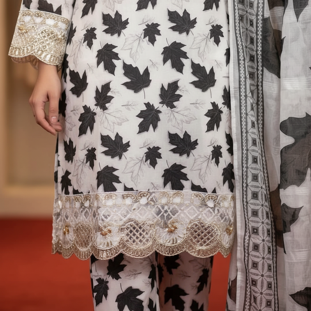 Gold Lace Hemline Detail Close-Up