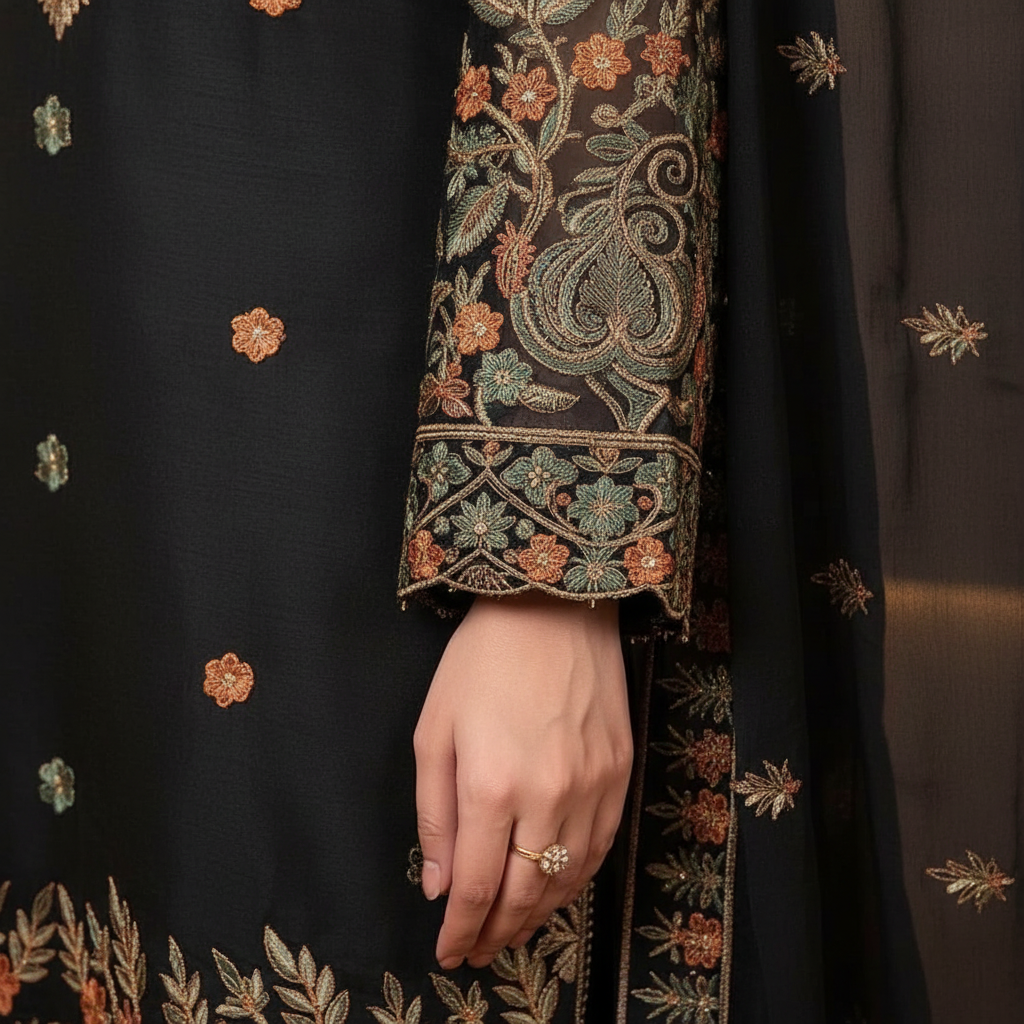 Multicolour Embroidery Detail Close-Up