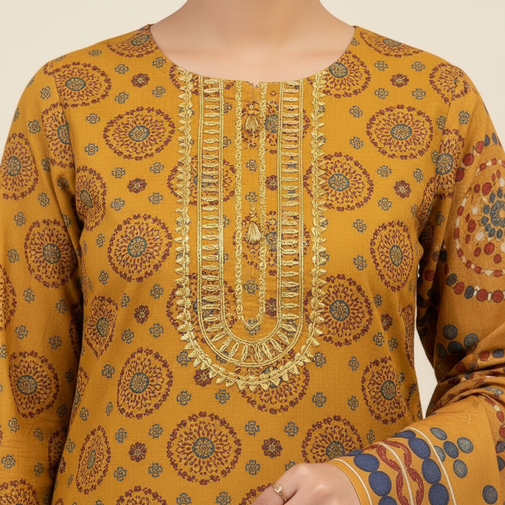 Gold Lace Hemline and Neckline Detail Close-Up